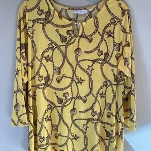 Susan Graver Yellow Nautical Design Top M